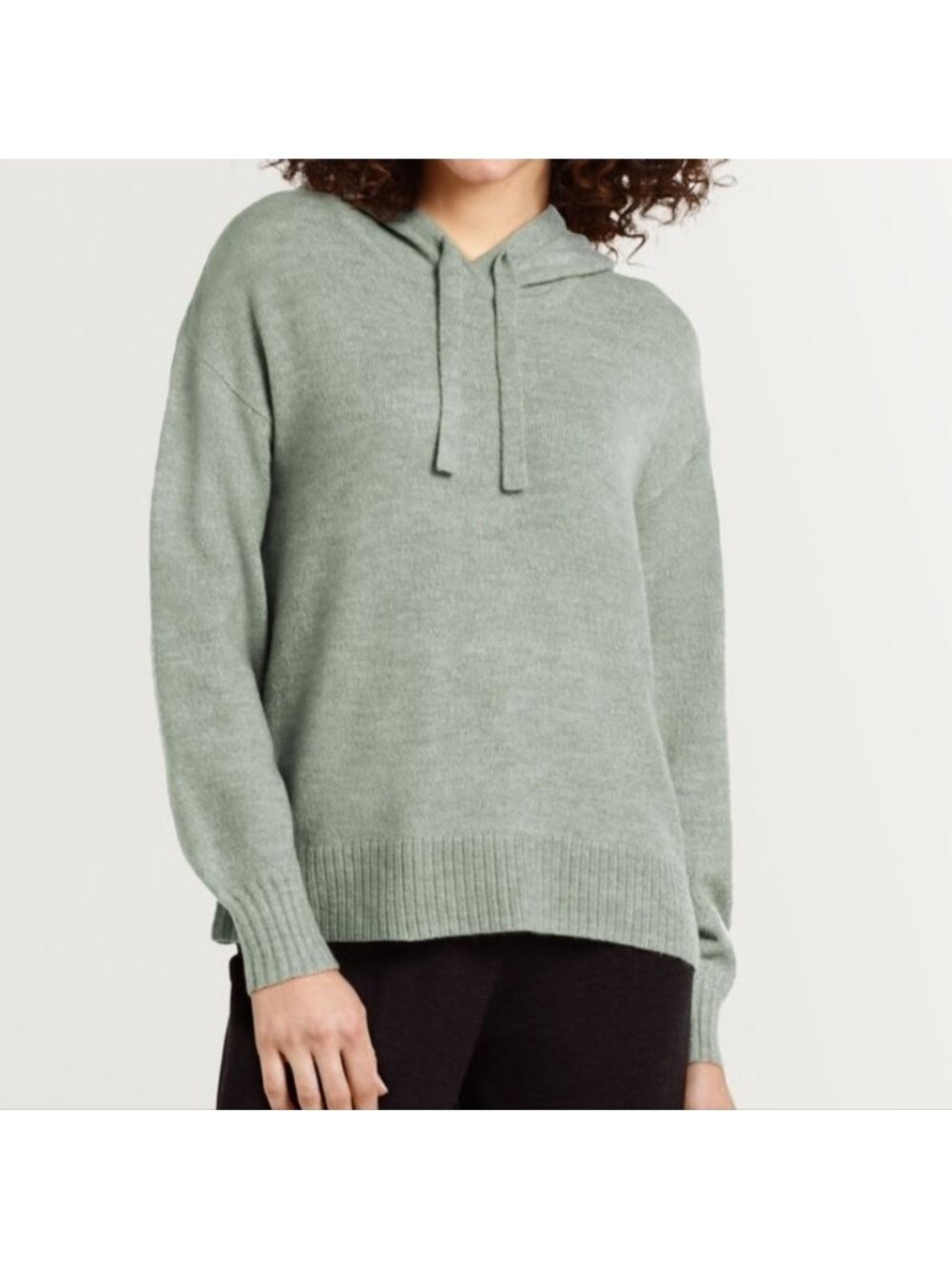 Reitmans Green Hooded Sweater Pullover Cozy Loungewear Knit Loose Slouchy warm